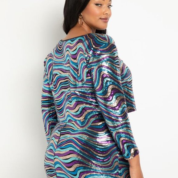 Wavy Sequin crop top and midi skirt from ELOQUII - Picture 4 of 5